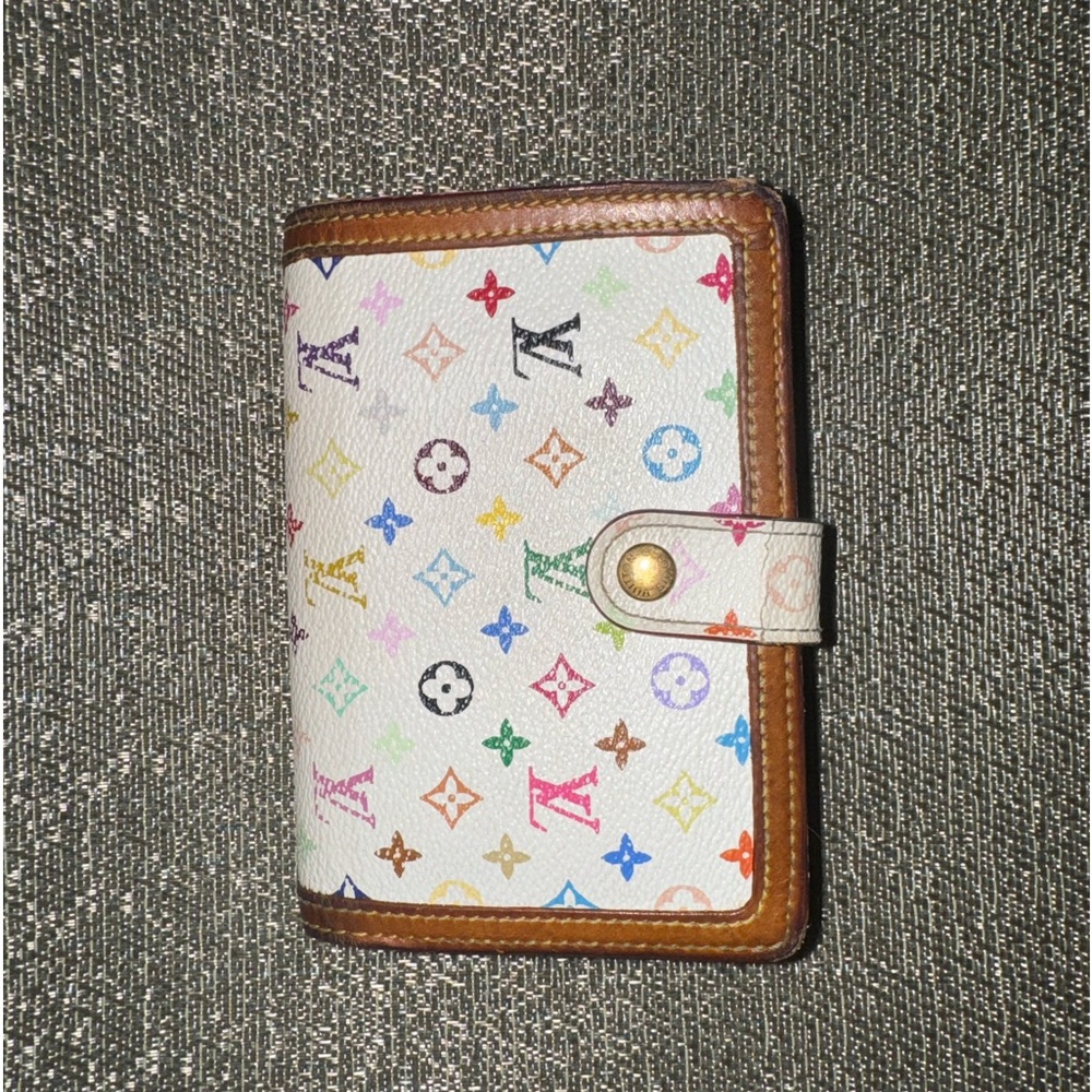 Preloved White Multicolor Murakami Kiss-Lock Wallet
